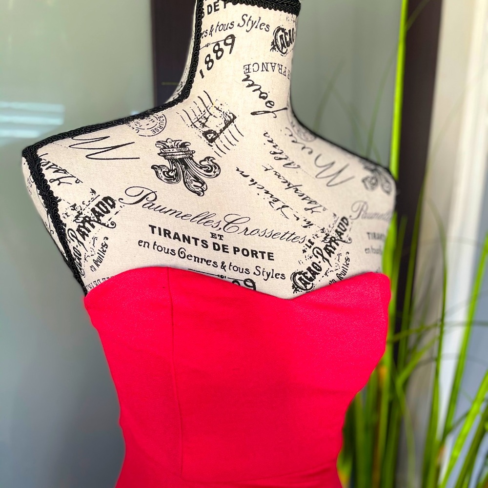 Red Strapless Cocktail Dress